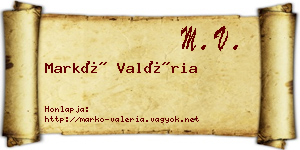 Markó Valéria névjegykártya